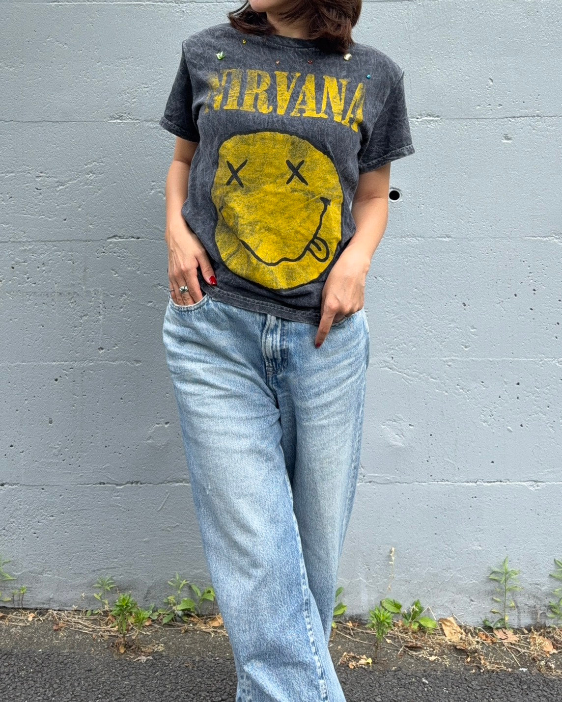 NIRVANA Crystal Dust Grace Shoulder Tee