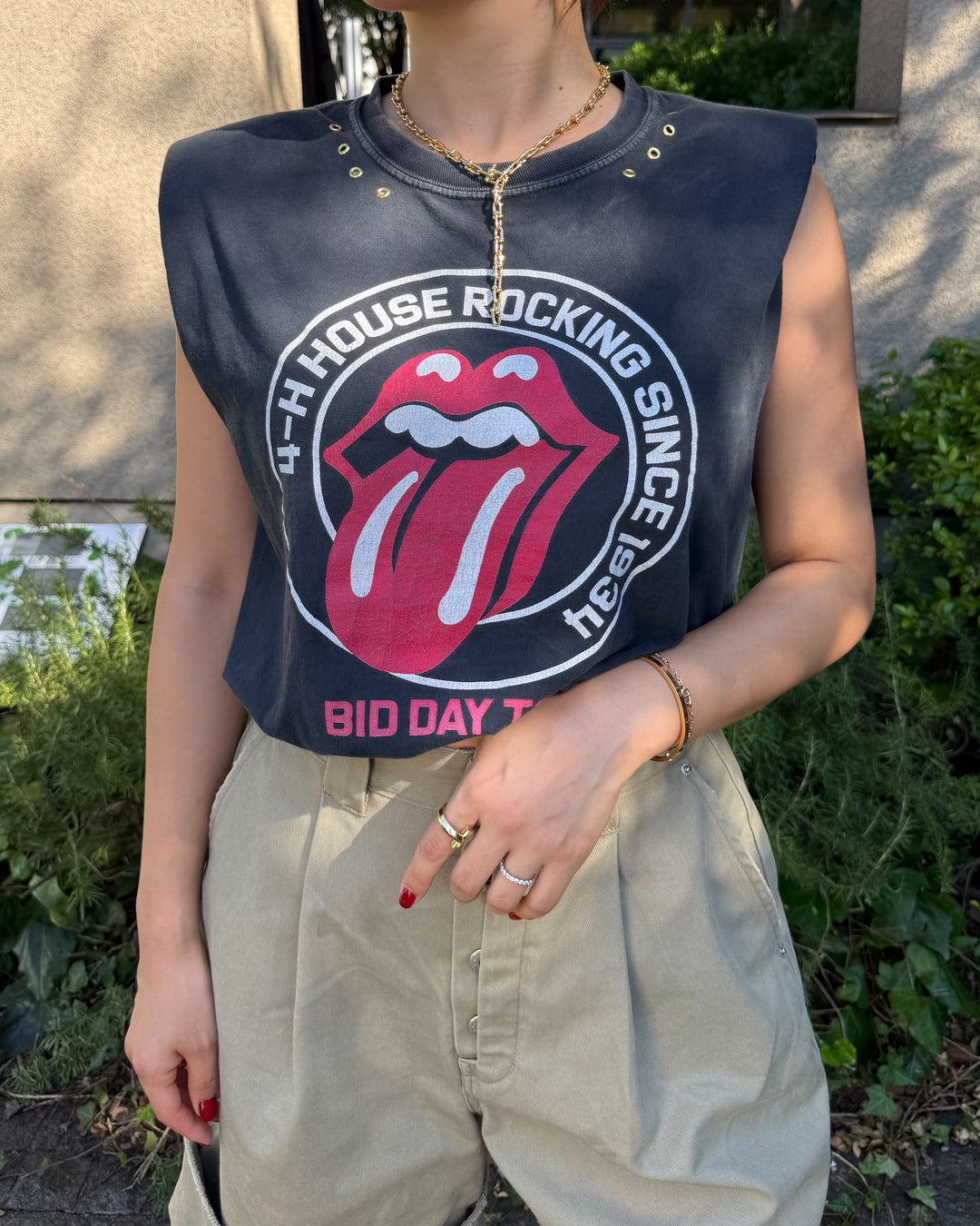 Rolling Lips Eyelet Tee