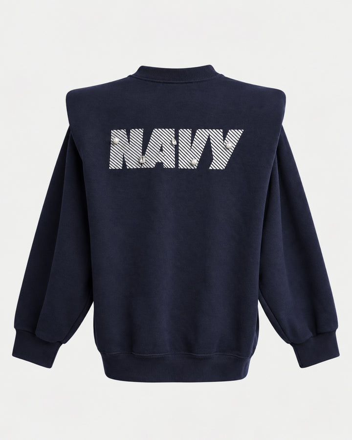 NAVY PEARL BIJOU GRACE SHOULDER SWEAT