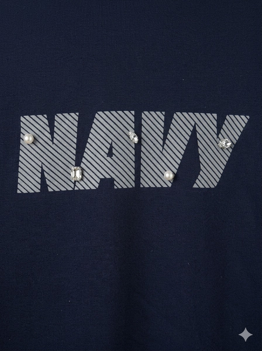 NAVY PEARL BIJOU GRACE SHOULDER SWEAT