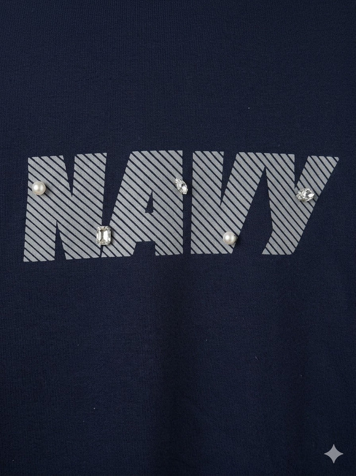 NAVY PEARL BIJOU GRACE SHOULDER SWEAT