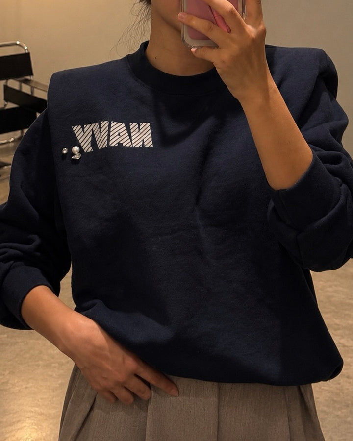 NAVY PEARL BIJOU GRACE SHOULDER SWEAT