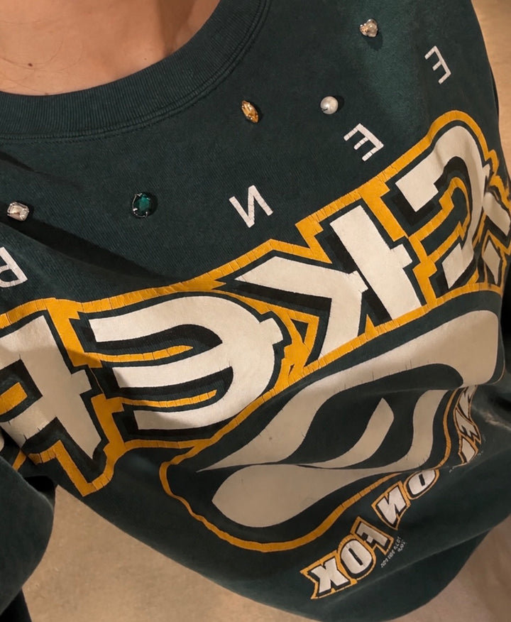 GREEN &amp;amp; GOLD VINTAGE BIJOU REMAKE SWEAT