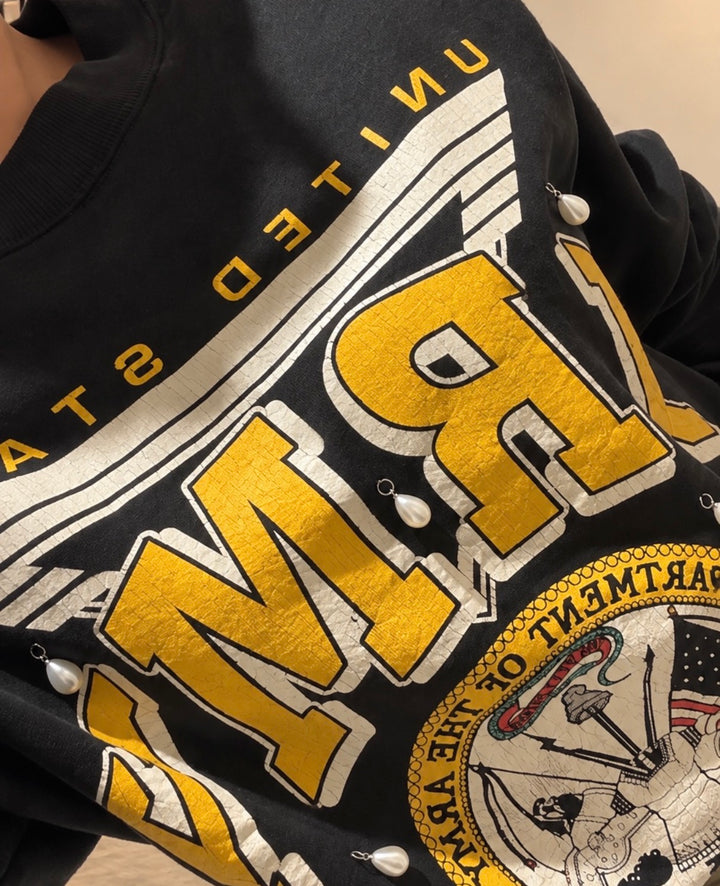 ARMY VINTAGE PEARL SHOULDER REMAKE SWEAT